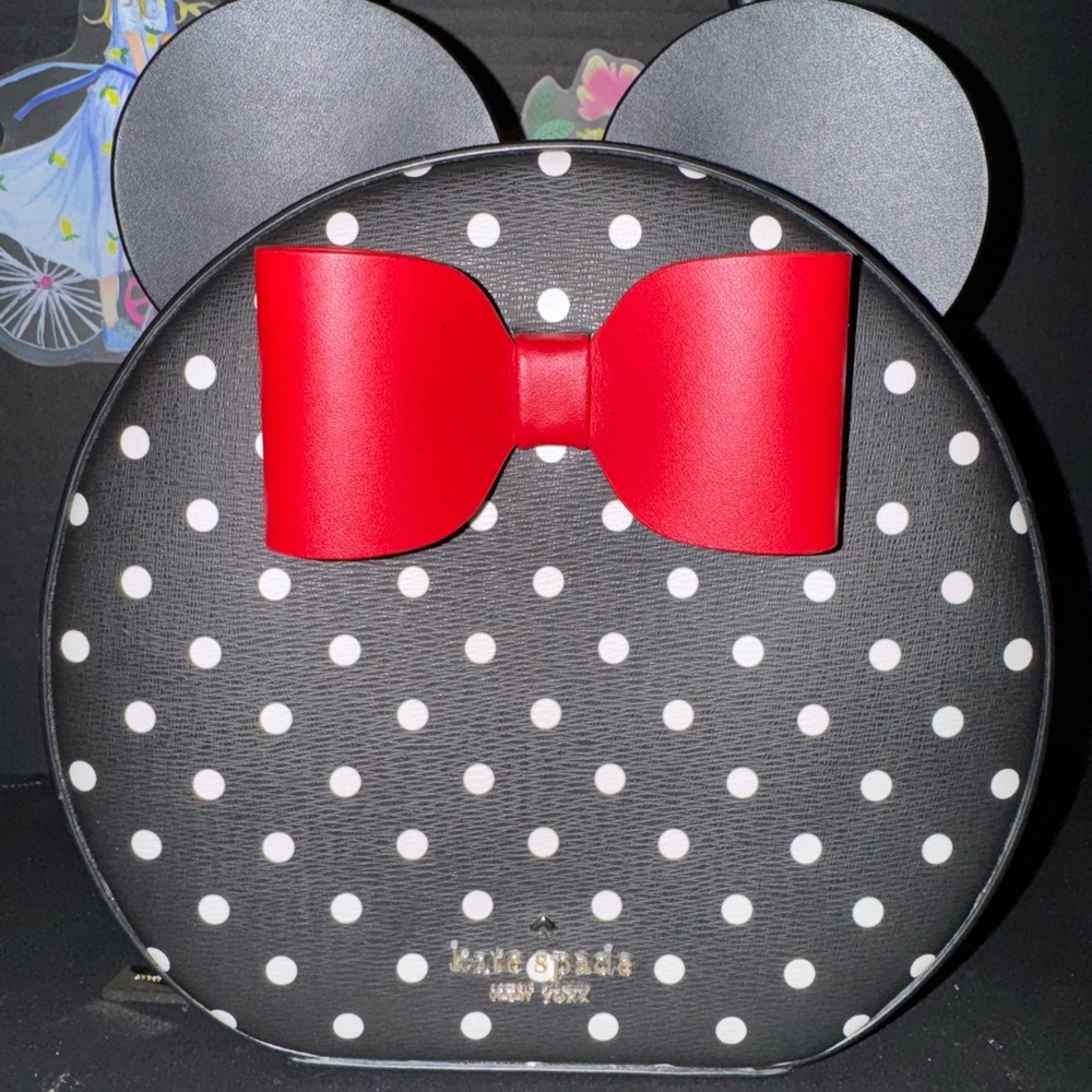 Kate Spade Black and White Polka with Red Bow Crossbody